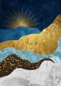 Ilustrace Golden abstract mountain peak art poster., Luzhi Li