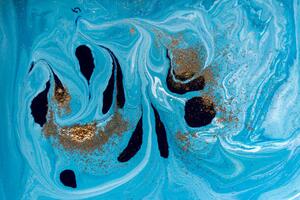 Ilustrace Marbled blue and golden abstract background., anyababii