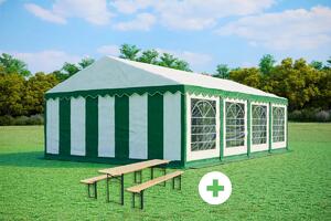 Párty stan 5x8m STANDARD SET – stan + pivní sety barva Zeleno-bílá
