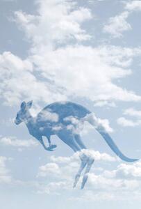 Ilustrace Double exposure of clouds and kangaroo., Grant Faint, (26.7 x 40 cm)