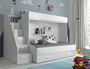 Dětská patrová postel s úložným prostorem Derry - bílá