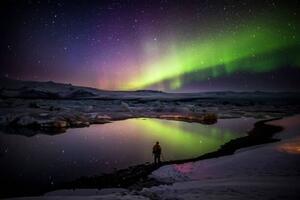 Umělecká fotografie Aurora Borealis or Northern lights in Iceland, Arctic-Images, (40 x 26.7 cm)