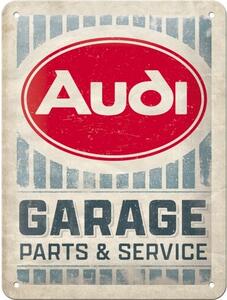 Plechová cedule Audi - Garage Parts & Service, (15 x 20 cm)