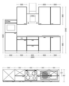 KUCHYŇSKÁ LINKA VALERO 280 280 cm FlexWell - Online Only kuchyňské linky, Online Only