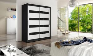 Moderní prostorná šatní skříň Pablo - šířka 150 cm, černá/bílá