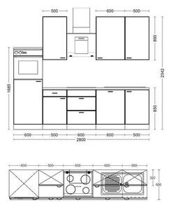 KUCHYŇSKÁ LINKA AVILA 280 cm FlexWell - Online Only kuchyňské linky, Online Only