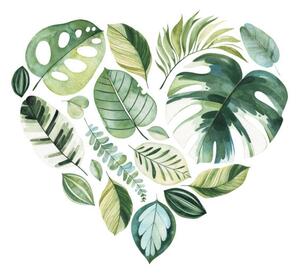 Ilustrace Handpainted illustration with colorful tropical leaves., Ekaterina Skorik, (40 x 40 cm)