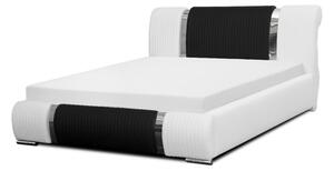 Luxusní postel Valentina s vysokým čelem a úložným prostorem bílá eko kůže 200 x 200
