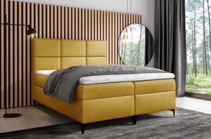 Designové čalouněná postel Fiza s úložným prostorem žlutá 200 x 200 + topper zdarma