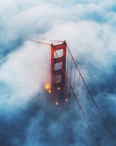 Umělecká fotografie Golden Gate Bridge foggy low, jonathan borruso, (30 x 40 cm)