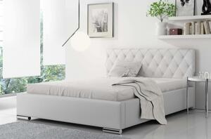 Čalouněná manželská postel Piero 200x200, bílá eko kůže