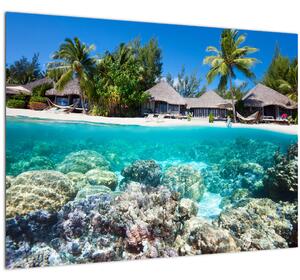 Obraz pláže na tropickém ostrově (70x50 cm)