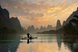 Umělecká fotografie Golden Li River, Yan Zhang, (40 x 26.7 cm)