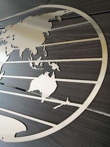 Obraz na zeď - mapa světa Velikost: 60 x 30 cm, materiál - vzhled: Broušená nerez