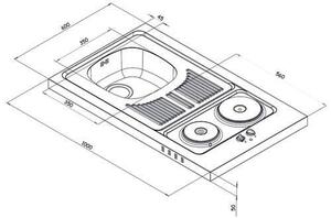 MINIKUCHYNĚ NANO 100 100 cm FlexWell - Online Only kuchyňské linky, Online Only