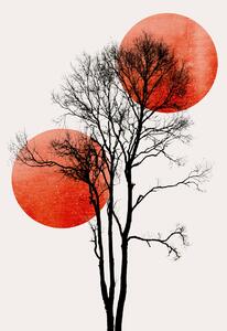 Ilustrace Sun and Moon hiding, Kubistika, (26.7 x 40 cm)