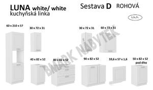 Lempert Kuchyňská linka LUNA bílá/bílá matná MDF, Rohova sestava D, 170x285 cm