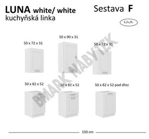 Kuchyňská linka LUNA bílá/bílá matná MDF, Sestava F, 150 cm