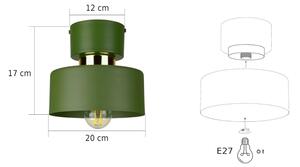 Stropní svítidlo IGNIA 1xE27/60W/230V zelená/zlatá