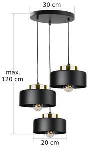 Lustr na lanku IGNIA 3xE27/60W/230V černá/zlatá