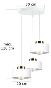 Lustr na lanku IGNIA 3xE27/60W/230V bílá/zlatá