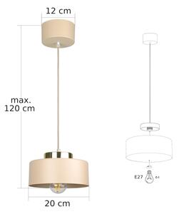 Lustr na lanku IGNIA 1xE27/60W/230V béžová/zlatá