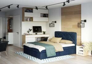 Manželská postel s prošíváním KATRIN 140x200, modrá
