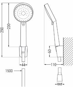 Mexen příslušenství - 1-bodový ruční sprchový set R-75, chrom/bílá, 785755052-02