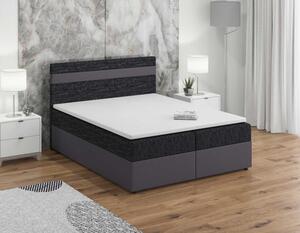 Boxspringová postel SISI 180x200, černá + šedá eko kůže