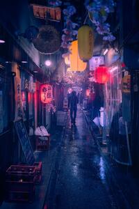 Umělecká fotografie Tokyo Blue Rain, Javier de la, (26.7 x 40 cm)