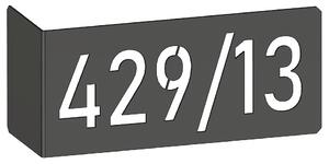Domovní číslo tabulka lakovaná 7 Velikost: 10 x 24 x 7(ohyb) cm (M), Odstín: RAL 9005 - černá, Ohyb: Na pravé straně od čísla