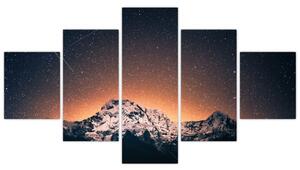 Obraz hvězdné oblohy s horami (125x70 cm)