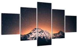 Obraz hvězdné oblohy s horami (125x70 cm)
