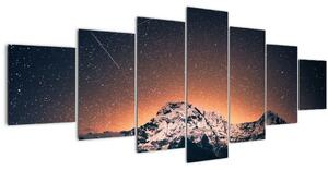 Obraz hvězdné oblohy s horami (210x100 cm)