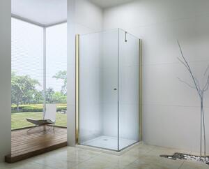 MEXEN - Pretoria sprchový kout, dveře křídlové, 70 x 80 cm, transparentní - zlatá - 852-070-080-50-00