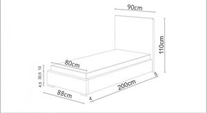 Jednolůžková postel 80x200 FLEK 4 - šedá