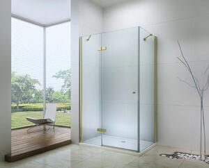 MEXEN - Roma sprchový kout, dveře křídlové, 80 x 70 cm, transparentní - zlatá - 854-080-070-50-00