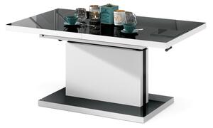 ASTON černý lesk/bílý, rozkládací, zvedací konferenční stůl, stolek, černobílý