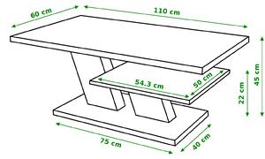 CLIFF MAT beton + bílý, konferenční stolek