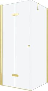 MEXEN - Lima sprchový kout, dveře skládací, 90 x 70 cm, transparentní - zlatá - 856-090-070-50-00