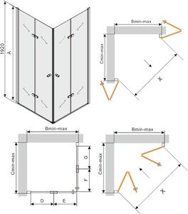 MEXEN - Lima Duo sprchový kout, dveře skládací, 70 x 70 cm, transparentní - černá - 856-070-070-70-00-02