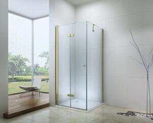 MEXEN - Lima sprchový kout, dveře skládací, 90 x 70 cm, transparentní - zlatá - 856-090-070-50-00