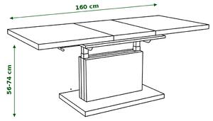 ASTON černý lesk, rozkládací, zvedací konferenční stůl, stolek - 80 cm