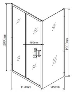 MEXEN - Apia sprchový kout, posuvné dveře, 115 x 90 cm, transparentní - chrom - 840-115-090-01-00