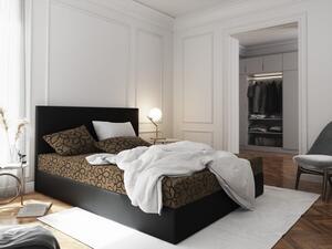 Manželská postel v eko kůži s úložným prostorem 160x200 LUDMILA - černá / hnědá
