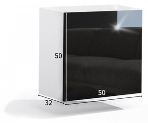 KWADRO 50 lesk, černá / bílá, moderní závěsná skříň