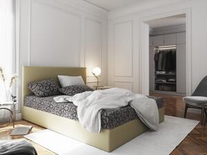 Manželská postel v eko kůži s úložným prostorem 160x200 LUDMILA - béžová / šedá