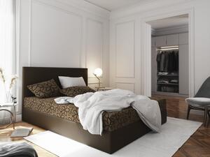 Manželská postel v eko kůži s úložným prostorem 160x200 LUDMILA - hnědá / hnědá