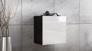 KWADRO 50 lesk, bílá / černá, moderní závěsná skříň