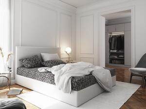 Manželská postel v eko kůži s úložným prostorem 160x200 LUDMILA - bílá / šedá
